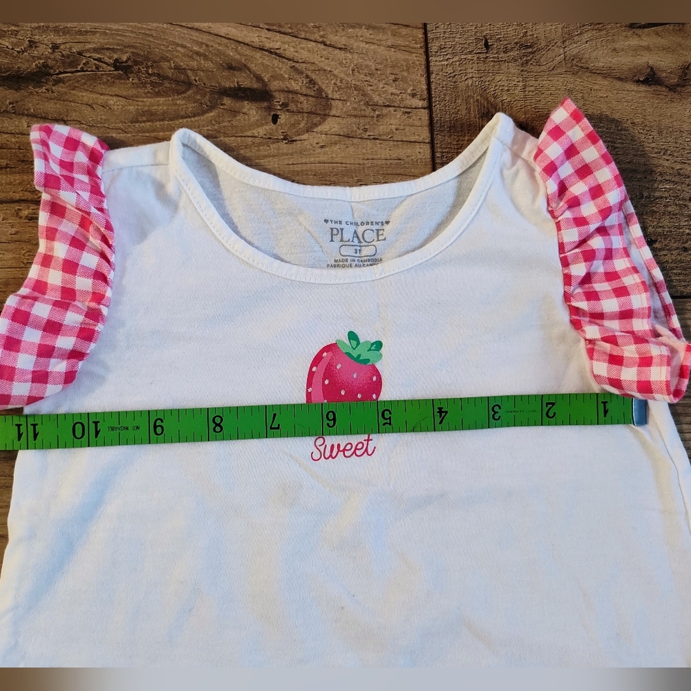 Place White Tee with Pink Gingham Trim - Picture 2 of 10